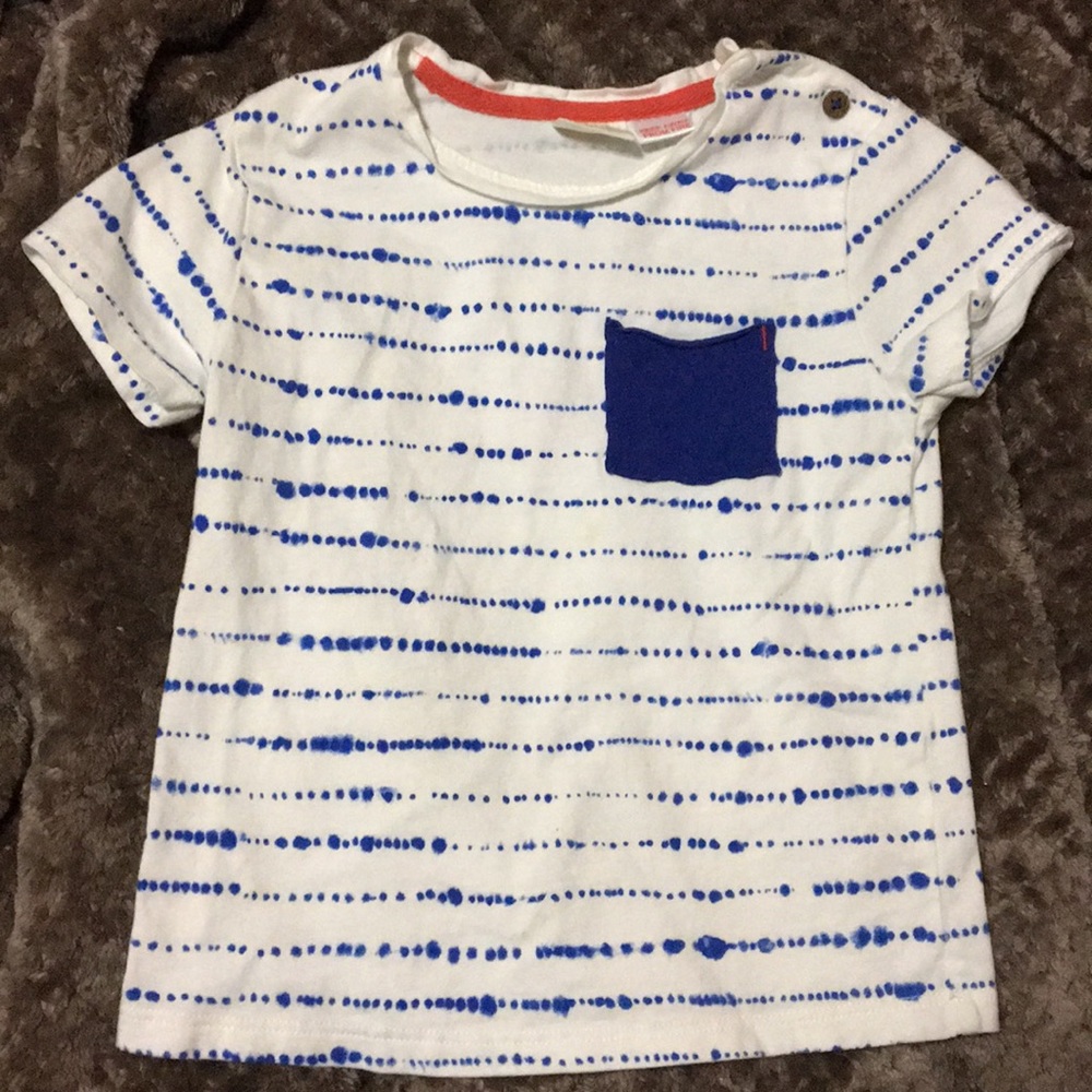 Zara BabyBoy white tee with blue spot detail